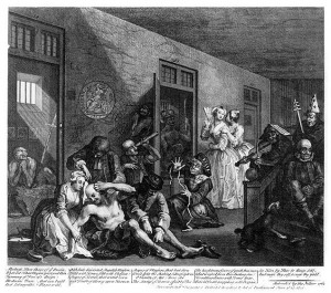 In The Madhouse by William Hogarth